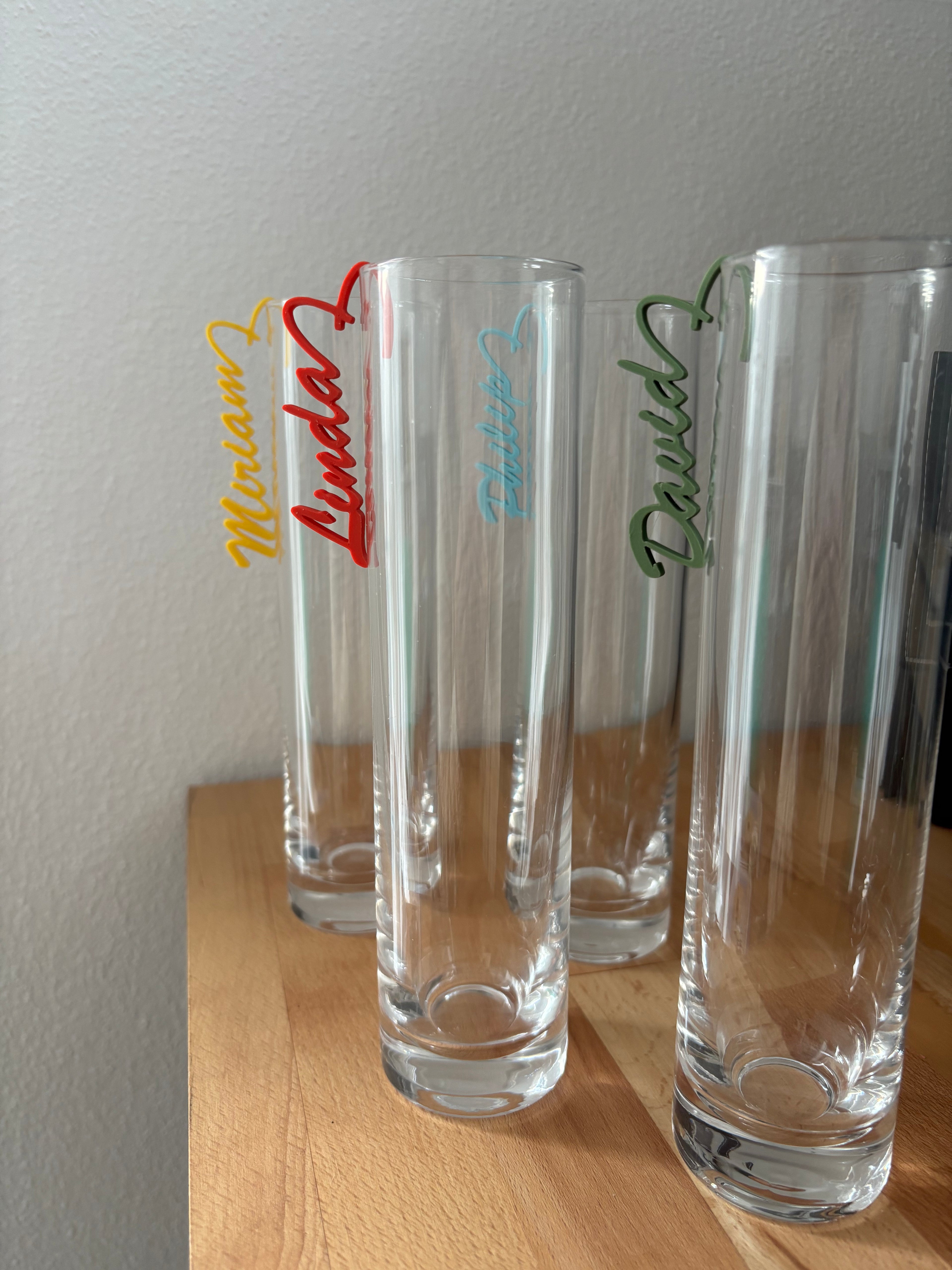 Personalisierter Glasanhänger mit Herz – 3D-gedruckter Glasmarker – Drink Marker für Feiern & Dinner