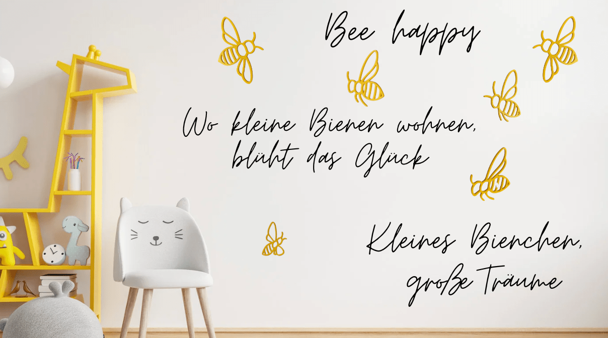 Bienen Wanddeko Kinderzimmer aus 3D Druck – moderne Wandbilder mit Sprüchen | Handgemachte Dekoration - MelMadeStudio