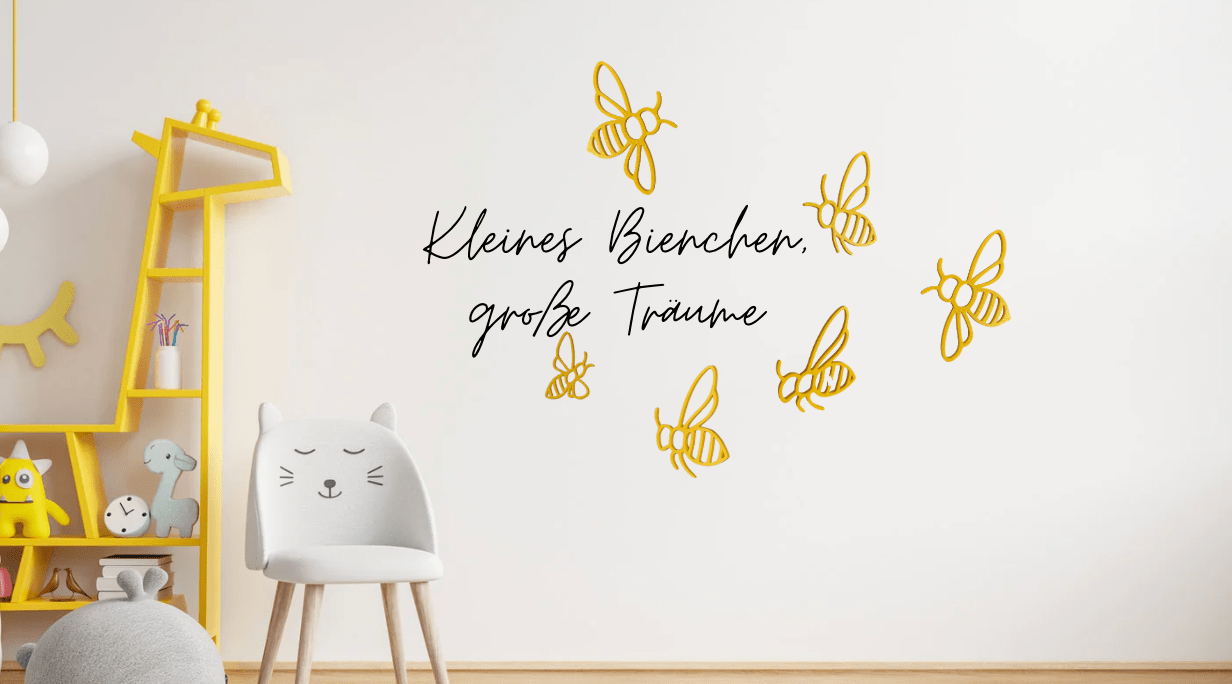 Bienen Wanddeko Kinderzimmer aus 3D Druck – moderne Wandbilder mit Sprüchen | Handgemachte Dekoration - MelMadeStudio