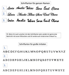 Übersicht der verfügbaren Schriftarten für personalisierte 3D Buchstaben und Namensschilder