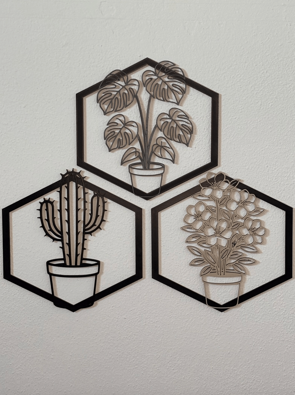 Pflanzen Wanddeko Set – Moderne 3D Wandbilder - MelMadeStudio